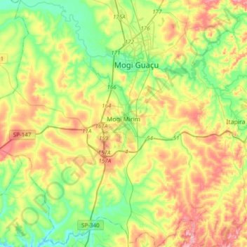 Mogi Mirim topographic map, elevation, terrain