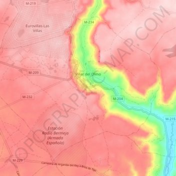 Villar del Olmo topographic map, elevation, terrain