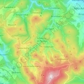 Schmitten im Taunus topographic map, elevation, terrain
