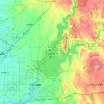 Folsom Lake State Recreation Area topographic map, elevation, terrain