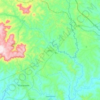 Ipeúna topographic map, elevation, terrain
