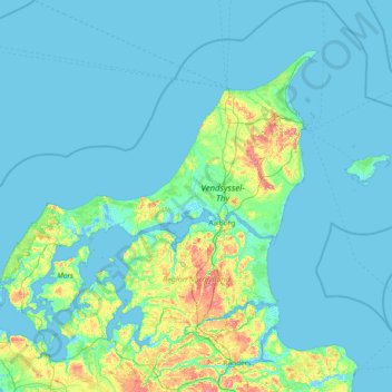 Noord-Jutland topographic map, elevation, terrain