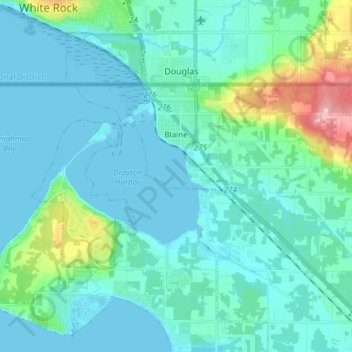 Blaine topographic map, elevation, terrain