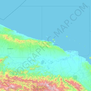 East Sepik topographic map, elevation, terrain
