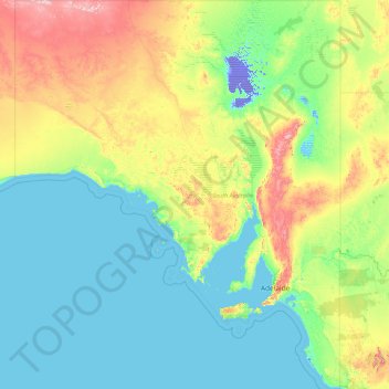 South Australia topographic map, elevation, terrain