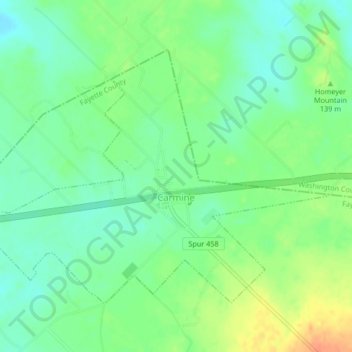 Carmine topographic map, elevation, terrain