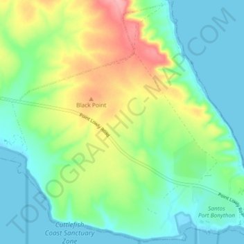 Port Bonython topographic map, elevation, terrain