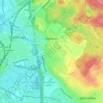 Opfikon topographic map, elevation, terrain