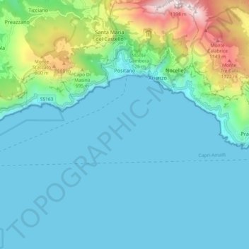 Positano topographic map, elevation, terrain