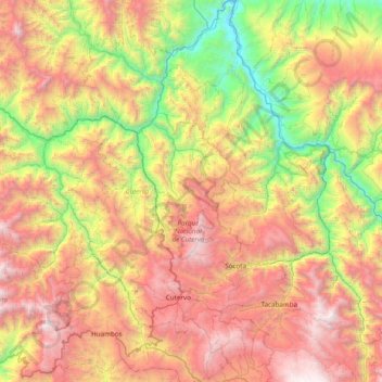 Province of Cutervo topographic map, elevation, terrain