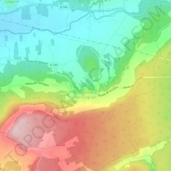 Chantemerle-lès-Grignan topographic map, elevation, terrain