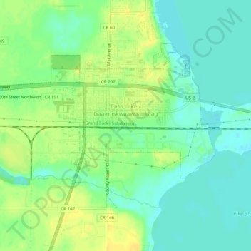 Cass Lake topographic map, elevation, terrain