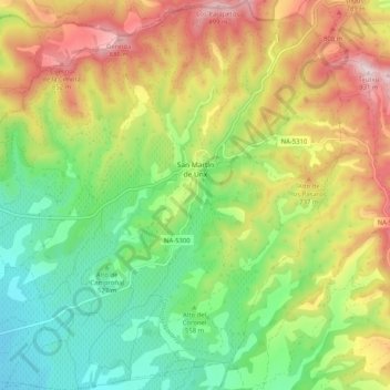 San Martín de Unx topographic map, elevation, terrain