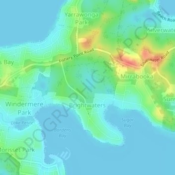Brightwaters topographic map, elevation, terrain