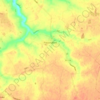 Fressingfield topographic map, elevation, terrain