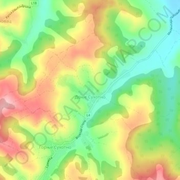 Donje Suhotno topographic map, elevation, terrain
