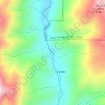 Cane River topographic map, elevation, terrain