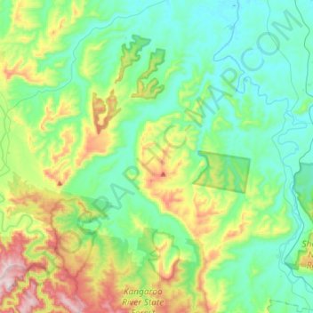 Kangaroo River topographic map, elevation, terrain