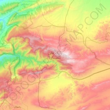 Golestan National Park topographic map, elevation, terrain