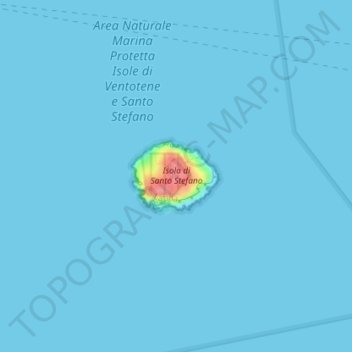 Isola di Santo Stefano topographic map, elevation, terrain