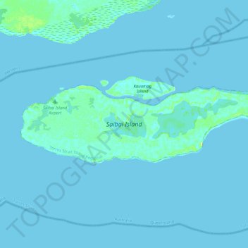 Saibai Island topographic map, elevation, terrain