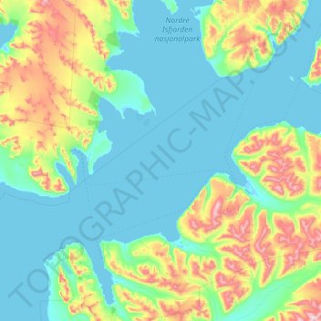 Isfjorden topographic map, elevation, terrain