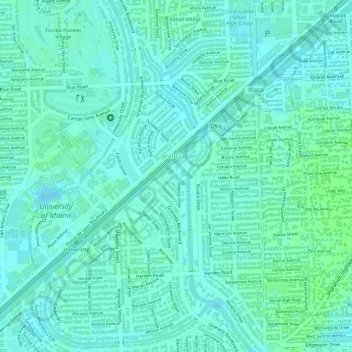 Orduna Dr-Miller Rd Triangle Park topographic map, elevation, terrain
