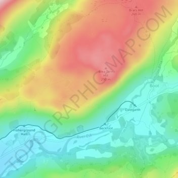 Blea Tarn topographic map, elevation, terrain