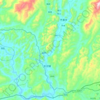 天河 topographic map, elevation, terrain