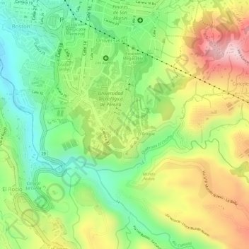 La Dulcera topographic map, elevation, terrain