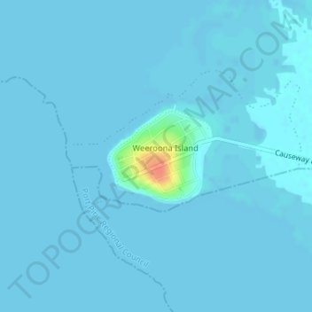 Weeroona Island topographic map, elevation, terrain