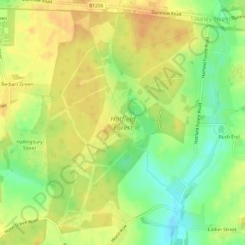 Hatfield Forest topographic map, elevation, terrain