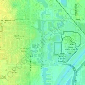 Sedgwick County Park topographic map, elevation, terrain