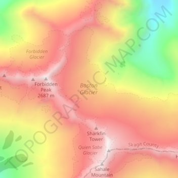 Boston Glacier topographic map, elevation, terrain