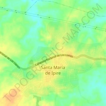 Santa María de Ipire topographic map, elevation, terrain