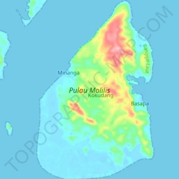 Melilis Island topographic map, elevation, terrain