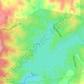 Millbrook Reservoir topographic map, elevation, terrain