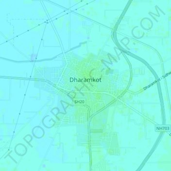 Dharamkot topographic map, elevation, terrain