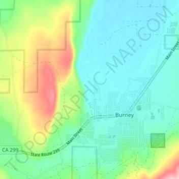 Burney topographic map, elevation, terrain