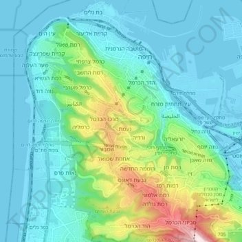 Haifa topographic map, elevation, terrain