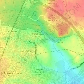 Parque de la Olla topographic map, elevation, terrain