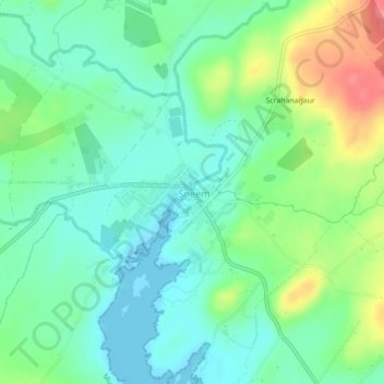 Sneem topographic map, elevation, terrain