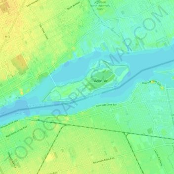 Detroit River topographic map, elevation, terrain