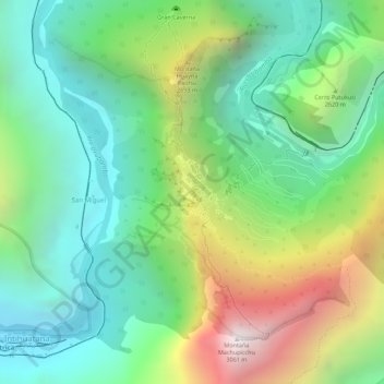 Machu Picchu topographic map, elevation, terrain