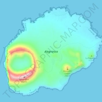 Alegranza Island topographic map, elevation, terrain