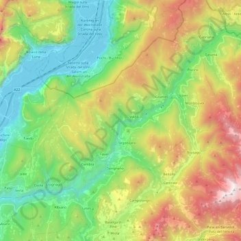 Val di Cembra topographic map, elevation, terrain