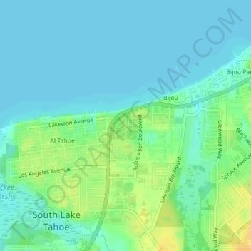 South Lake Tahoe-El Dorado Recreation Area topographic map, elevation, terrain