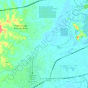 Sungai Pandan topographic map, elevation, terrain