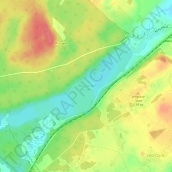 Jezioro Dąbrowskie topographic map, elevation, terrain