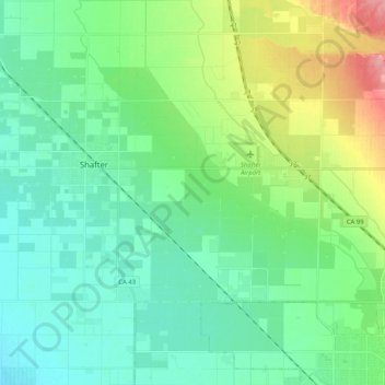 City of Shafter topographic map, elevation, terrain